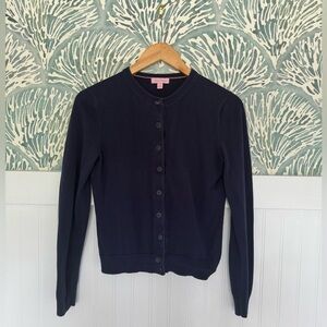 Navy Blue Lilly Pulitzer Button Down Cardigan Sweater in Women’s Small